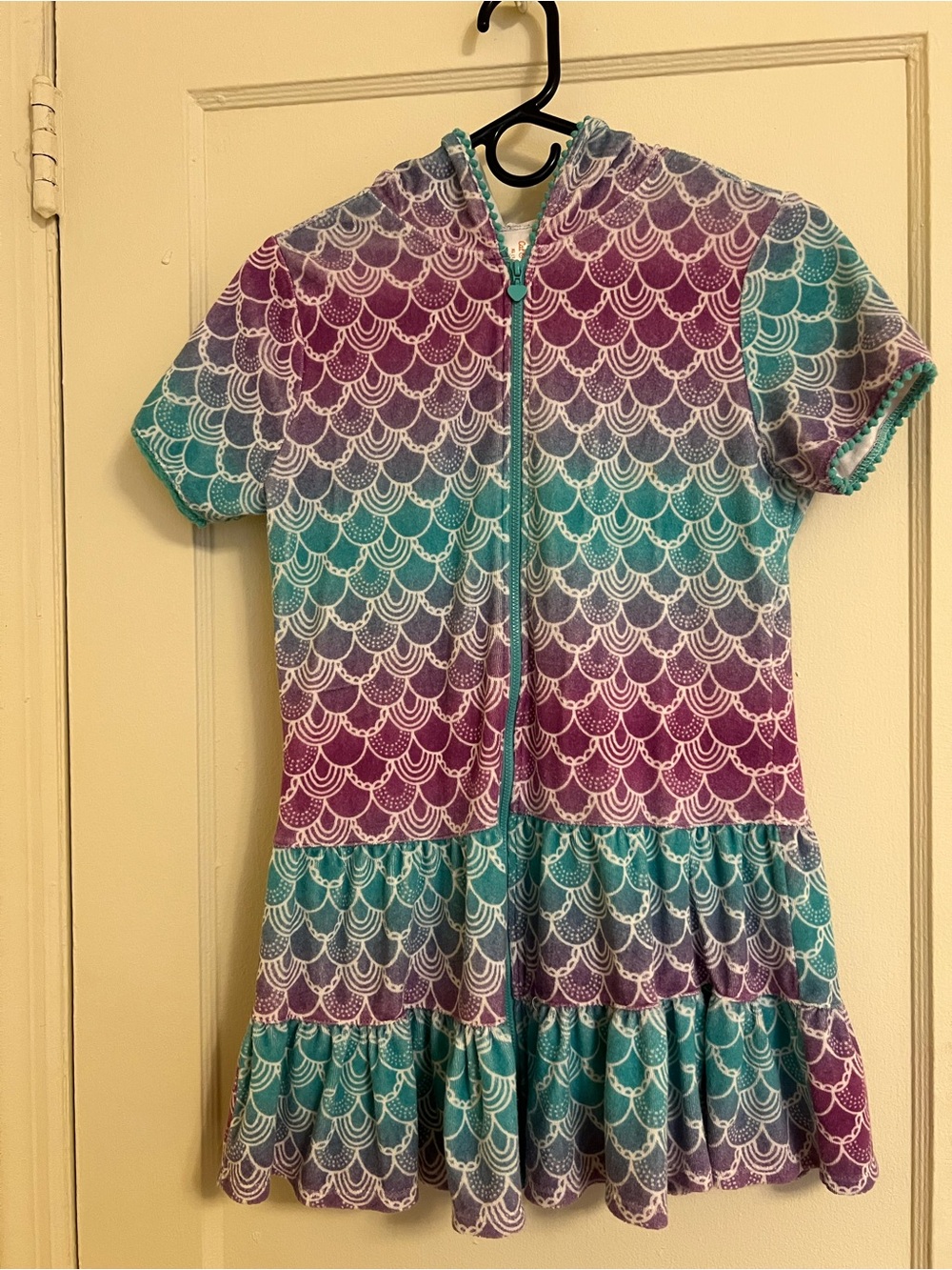 Cat & Jack Girls' Mermaid Scale Zip Swim Coverup in Teal, Purple, Pink